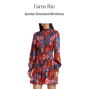 Farm Rio Garden Smocked Minidress
